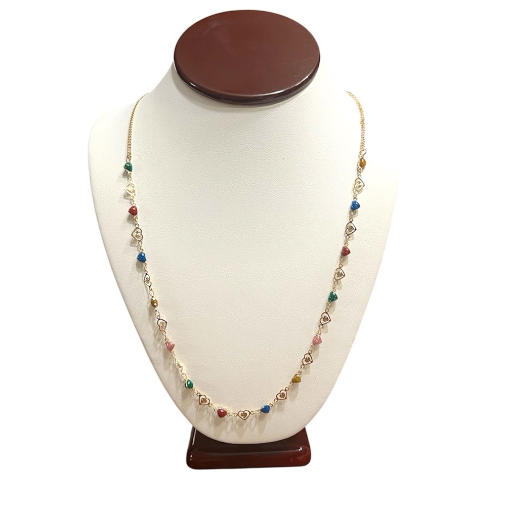 Gold Tone Rainbow Heart  Belly Chain / Convertible Necklace Adj Waist Jewelry - Picture 2 of 7
